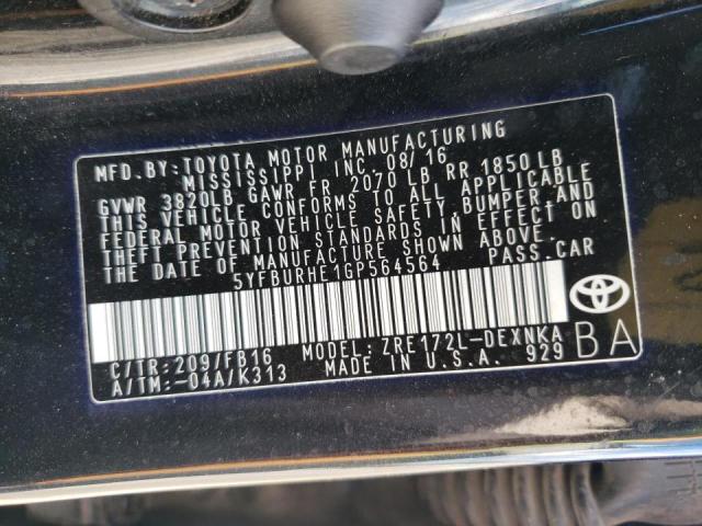 Photo 10 from auction – 2016 TOYOTA COROLLA L with VIN 5YFBURHE1GP564564