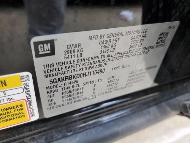 Photo 10 from auction – 2017 BUICK ENCLAVE with VIN 5GAKRBKD0HJ115490