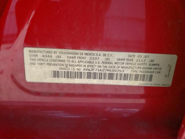 Photo 10 from auction – 2007 VOLKSWAGEN JETTA 2.5 with VIN 3VWJF71K27M105753
