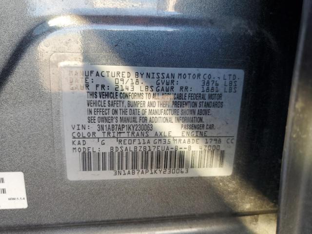 Photo 10 from auction – 2019 NISSAN SENTRA S with VIN 3N1AB7AP1KY230063