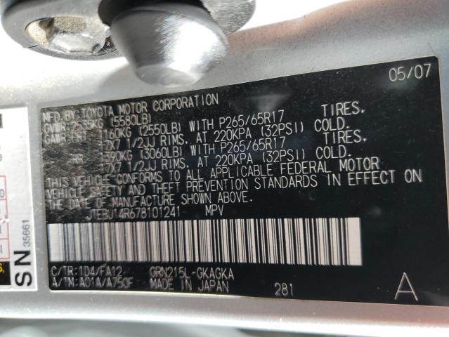 Photo 10 from auction – 2007 TOYOTA 4RUNNER SR with VIN JTEBU14R678101241