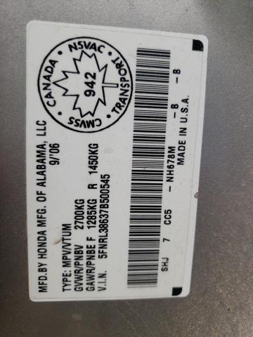 Photo 10 from auction – 2007 HONDA ODYSSEY EX with VIN 5FNRL38637B500545