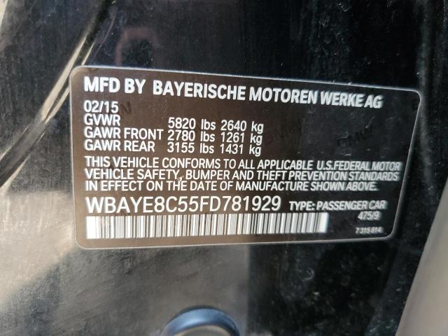 Photo 10 from auction – 2015 BMW 750 LI with VIN WBAYE8C55FD781929