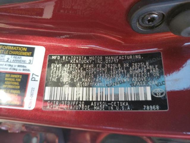 Photo 10 from auction – 2017 TOYOTA CAMRY LE with VIN 4T1BF1FK8HU737243