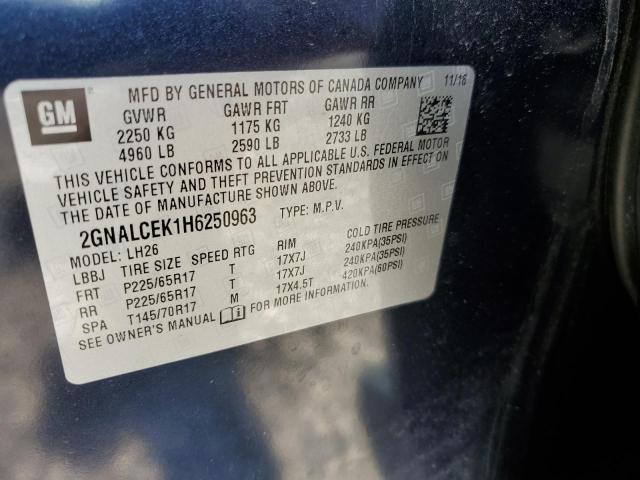 Photo 10 from auction – 2017 CHEVROLET EQUINOX LT with VIN 2GNALCEK1H6250963