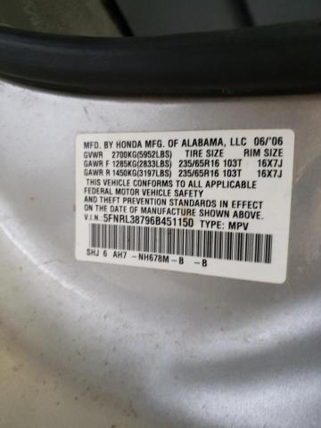 Photo 10 from auction – 2006 HONDA ODYSSEY VA with VIN 5FNRL38796B451150