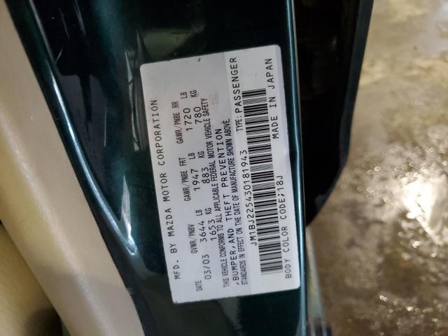 Photo 10 from auction – 2003 MAZDA PROTEGE with VIN JM1BJ225430181943