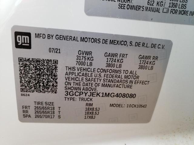 Photo 10 from auction – 2021 CHEVROLET SILVERADO with VIN 3GCPYJEK1MG408080
