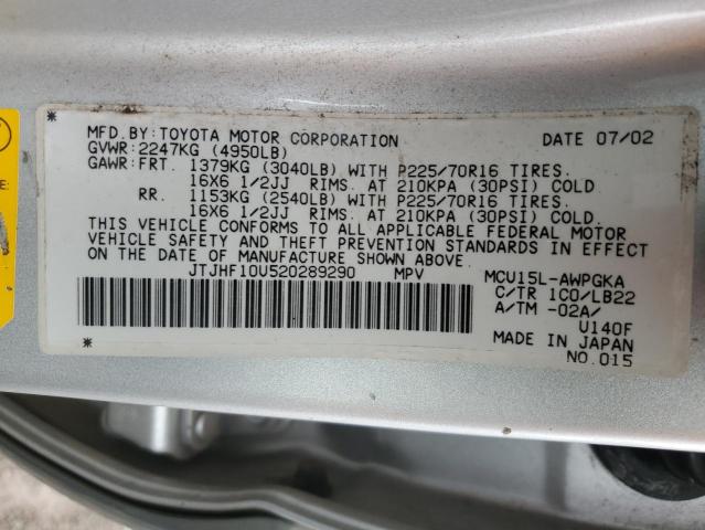 Photo 10 from auction – 2002 LEXUS RX 300 with VIN JTJHF10U520289290