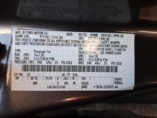 Photo 10 from auction – 2014 FORD FOCUS SE with VIN 1FADP3F29EL118678