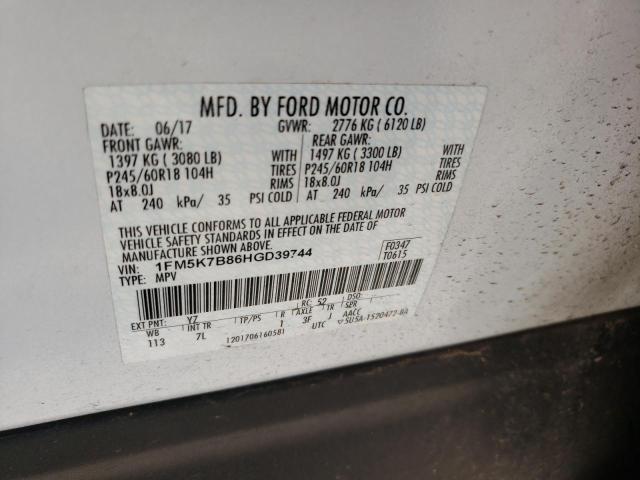Photo 10 from auction – 2017 FORD EXPLORER with VIN 1FM5K7B86HGD39744