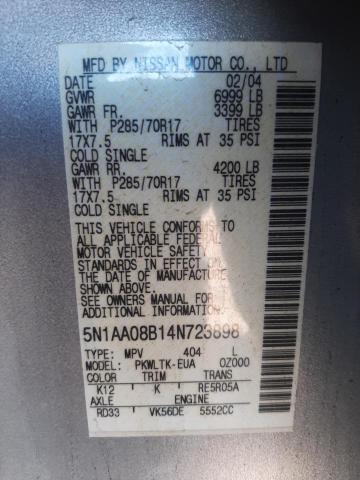 Photo 10 from auction – 2004 NISSAN ARMADA SE with VIN 5N1AA08B14N723898