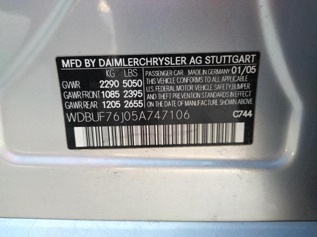 Photo 10 from auction – 2005 MERCEDES-BENZ E 55 AMG with VIN WDBUF76J05A747106