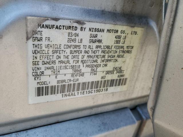 Photo 10 from auction – 2005 NISSAN ALTIMA S with VIN 1N4AL11E15C150318