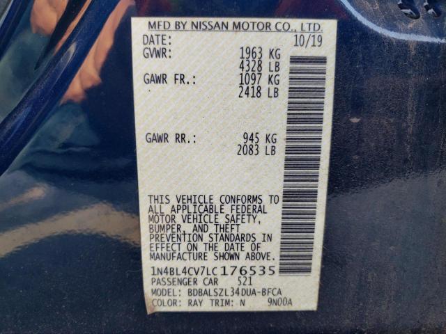 Photo 10 from auction – 2020 NISSAN ALTIMA SR with VIN 1N4BL4CV7LC176535