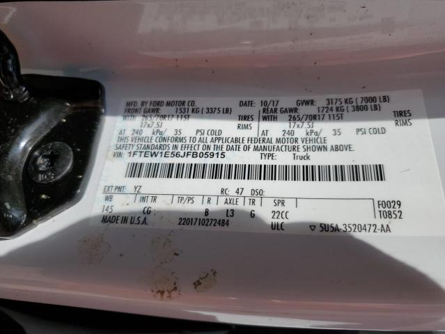 Photo 10 from auction – 2018 FORD F150 SUPER with VIN 1FTEW1E56JFB05915