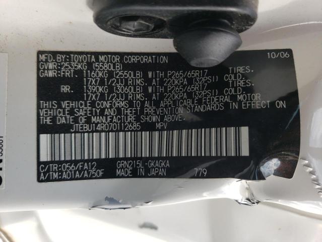 Photo 10 from auction – 2007 TOYOTA 4RUNNER SR with VIN JTEBU14R070112685