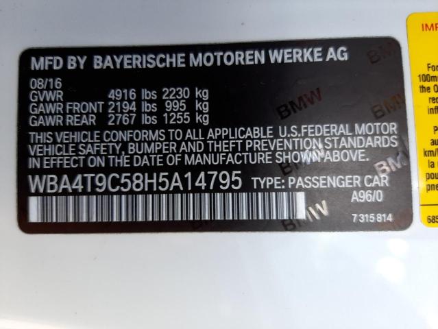 Photo 10 from auction – 2017 BMW 440I with VIN WBA4T9C58H5A14795