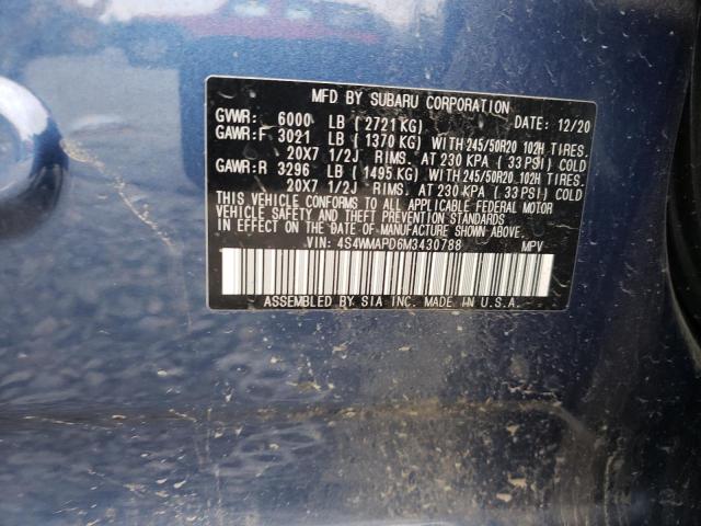 Photo 10 from auction – 2021 SUBARU ASCENT LIM with VIN 4S4WMAPD6M3430788
