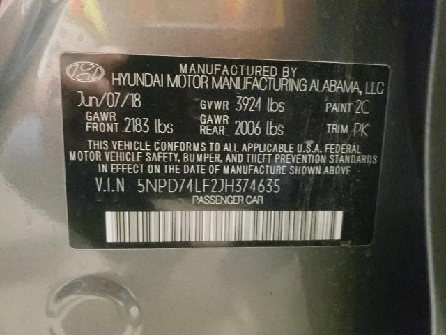 Photo 10 from auction – 2018 HYUNDAI ELANTRA SE with VIN 5NPD74LF2JH374635