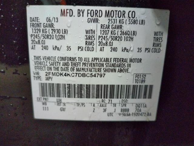 Photo 10 from auction – 2013 FORD EDGE LIMIT with VIN 2FMDK4KC7DBC54797