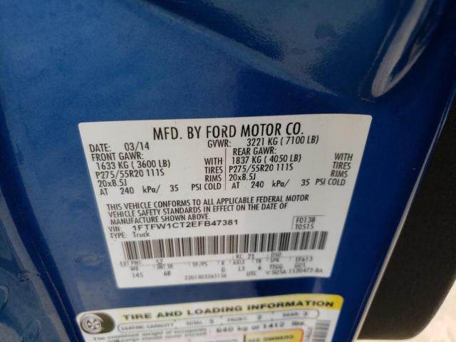 Photo 10 from auction – 2014 FORD F150 SUPER with VIN 1FTFW1CT2EFB47381