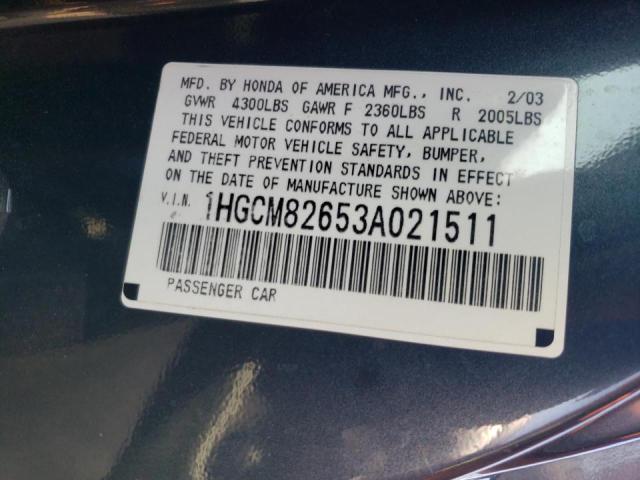 Photo 10 from auction – 2003 HONDA ACCORD EX with VIN 1HGCM82653A021511