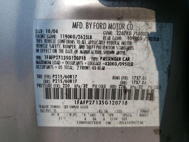 Photo 10 from auction – 2005 FORD FIVE HUNDR with VIN 1FAFP27135G120718
