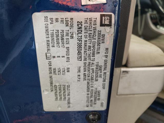 Photo 10 from auction – 2008 CHEVROLET EQUINOX LT with VIN 2CNDL73F386049757