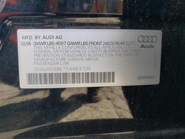 Photo 10 from auction – 2005 AUDI A4 with VIN WAUAF68E75A483104