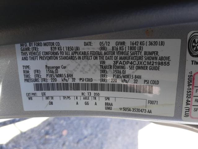 Photo 10 from auction – 2012 FORD FIESTA SEL with VIN 3FADP4CJXCM219855
