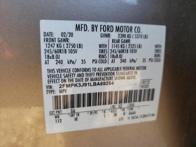 Photo 10 from auction – 2020 FORD EDGE SEL with VIN 2FMPK3J91LBA69284