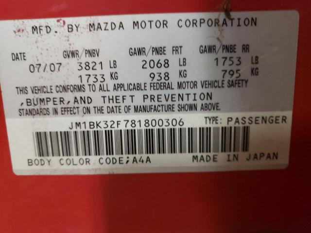 Photo 10 from auction – 2008 MAZDA 3 I with VIN JM1BK32F781800306