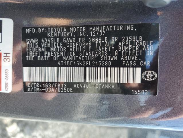 Photo 10 from auction – 2008 TOYOTA CAMRY CE with VIN 4T1BE46K28U245280