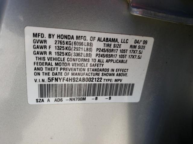 Photo 10 from auction – 2010 HONDA PILOT TOUR with VIN 5FNYF4H92AB002122