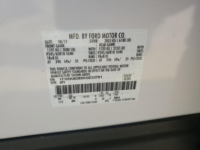 Photo 10 from auction – 2017 FORD EXPLORER X with VIN 1FM5K8D80HGD33781