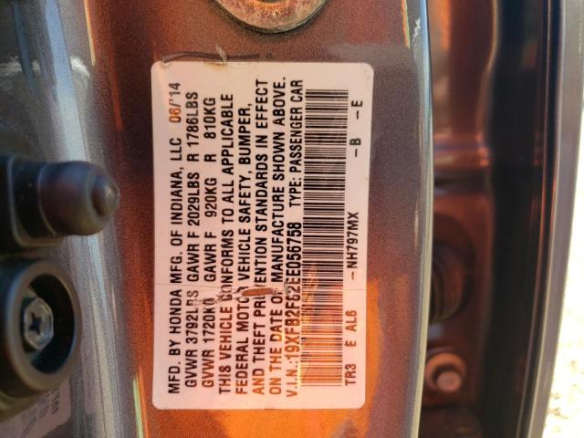 Photo 10 from auction – 2014 HONDA CIVIC EX with VIN 19XFB2F82EE056758