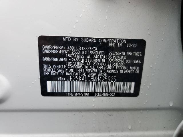 Photo 10 from auction – 2021 SUBARU FORESTER L with VIN JF2SKAUC8MH425925