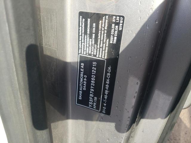 Photo 10 from auction – 2008 SAAB 9-3 2.0T with VIN YS3FB79Y386012215