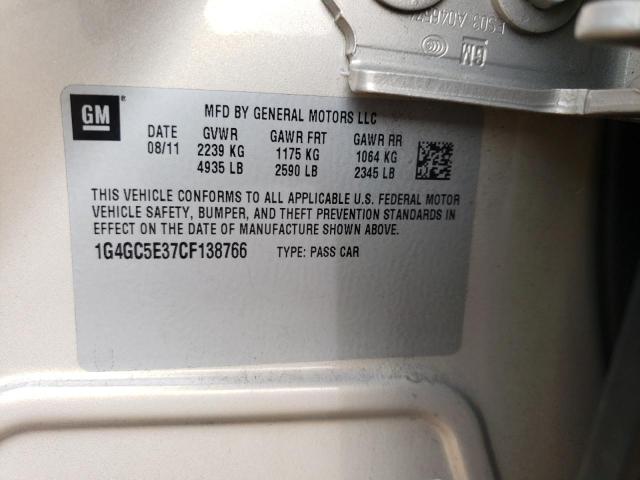 Photo 10 from auction – 2012 BUICK LACROSSE with VIN 1G4GC5E37CF138766