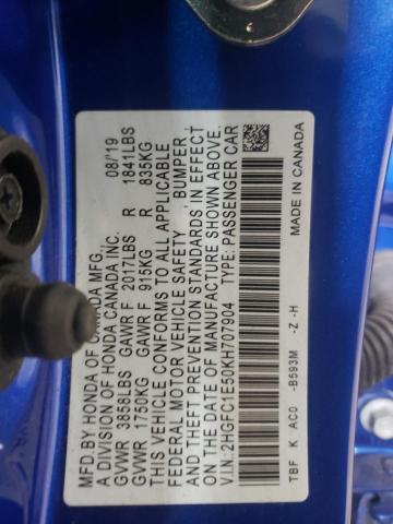 Photo 10 from auction – 2019 HONDA CIVIC SI with VIN 2HGFC1E50KH707904
