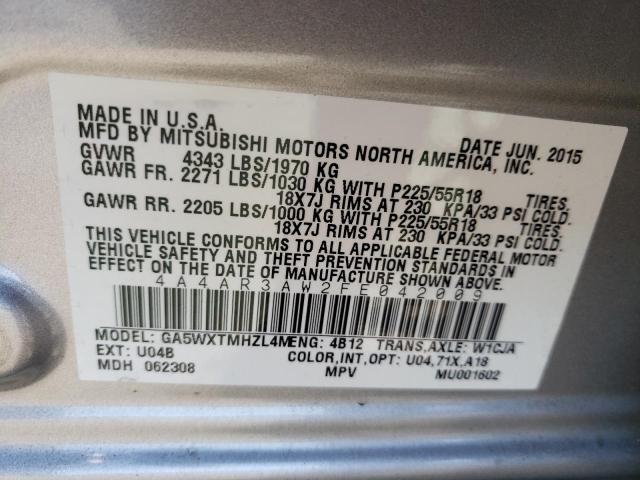 Photo 10 from auction – 2015 MITSUBISHI OUTLANDER with VIN 4A4AR3AW2FE042009