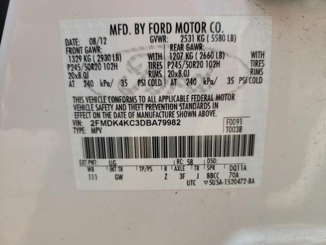 Photo 10 from auction – 2013 FORD EDGE LIMIT with VIN 2FMDK4KC3DBA79982