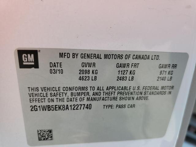 Photo 10 from auction – 2010 CHEVROLET IMPALA LT with VIN 2G1WB5EK8A1227740