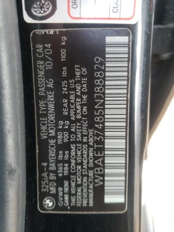 Photo 10 from auction – 2005 BMW 325 I with VIN WBAET37485NJ88829