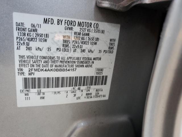 Photo 10 from auction – 2011 FORD EDGE SPORT with VIN 2FMDK4AK0BBB54157