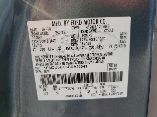 Photo 10 from auction – 2011 FORD ESCAPE XLT with VIN 1FMCU0DG5BKA55541