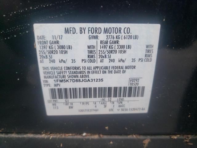 Photo 10 from auction – 2018 FORD EXPLORER X with VIN 1FM5K7D88JGA31235