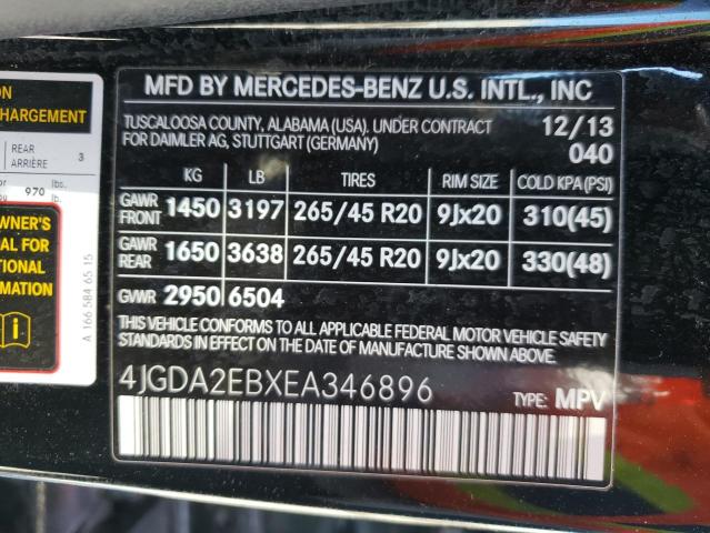 Photo 10 from auction – 2014 MERCEDES-BENZ ML 350 BLU with VIN 4JGDA2EBXEA346896
