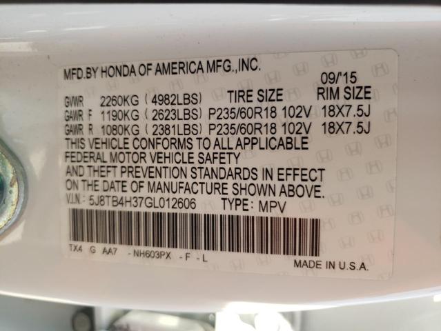 Photo 10 from auction – 2016 ACURA RDX with VIN 5J8TB4H37GL012606